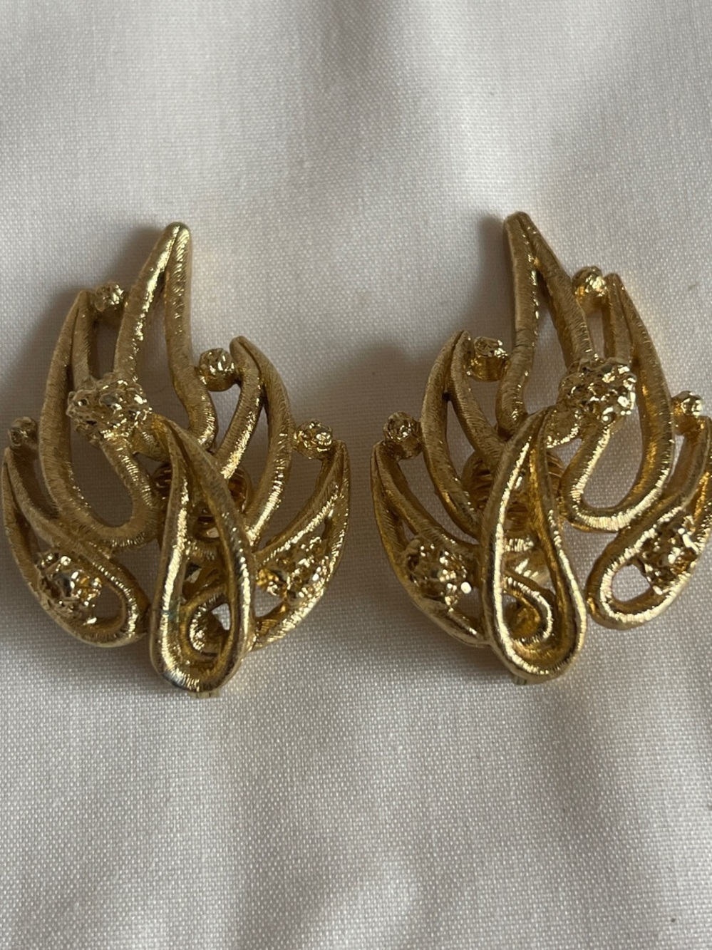 Monet Gold Openwork Floral Clip-On Earrings